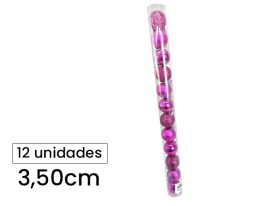 Pack 12 esferas 3-5cm fucsia tubo